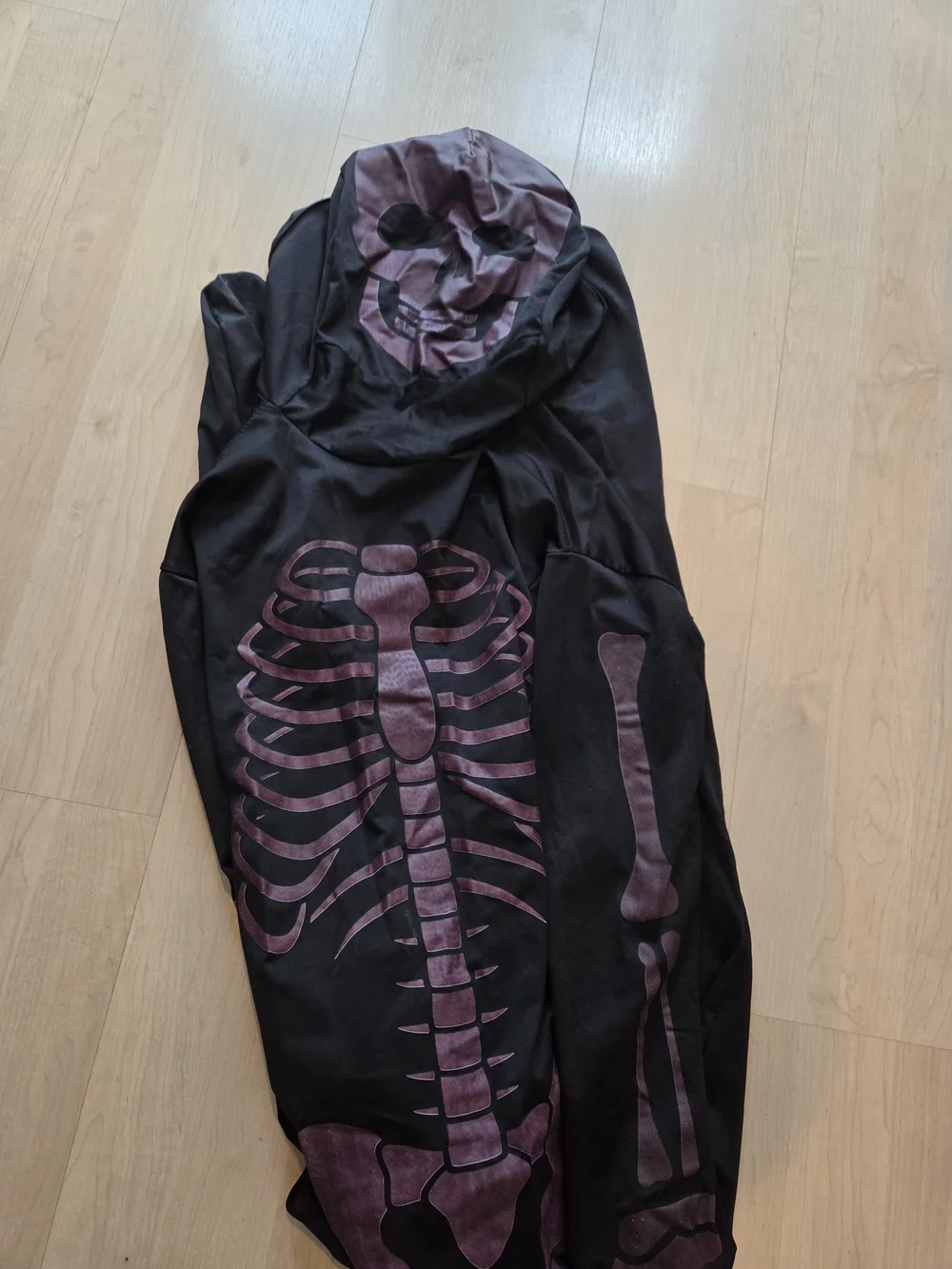 Spirit Black Skeleton Hooded Jumpsuit Costume with Purple Bones - Picture 4 of 4